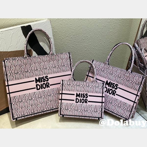 Designer Miss Dior Allover 1:1 Mirror Book Tote pink