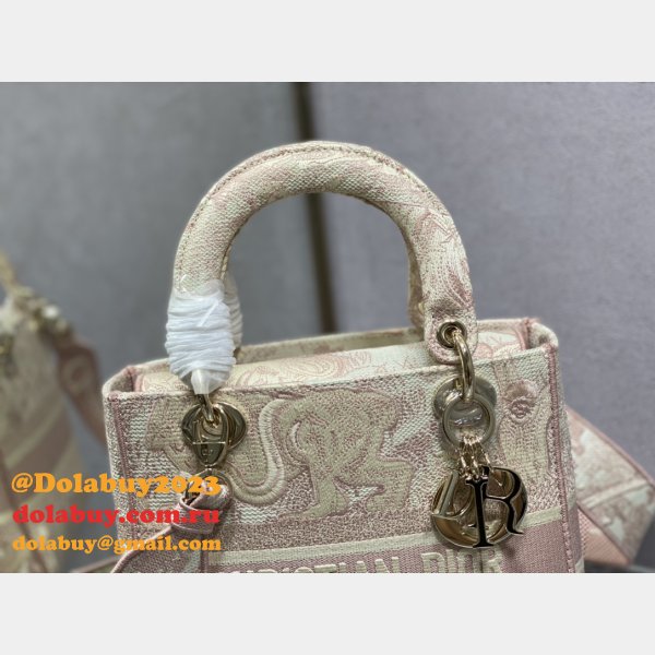 Top Quality Fake Lady Embroidery Canvas Dior 24CM High Quality bag Bag