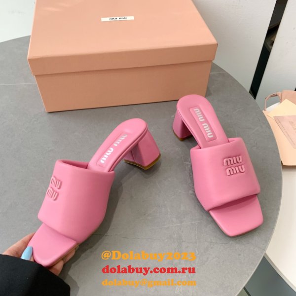 Miu Miu Fashion Bread Slippers Heel Sandals Shoes