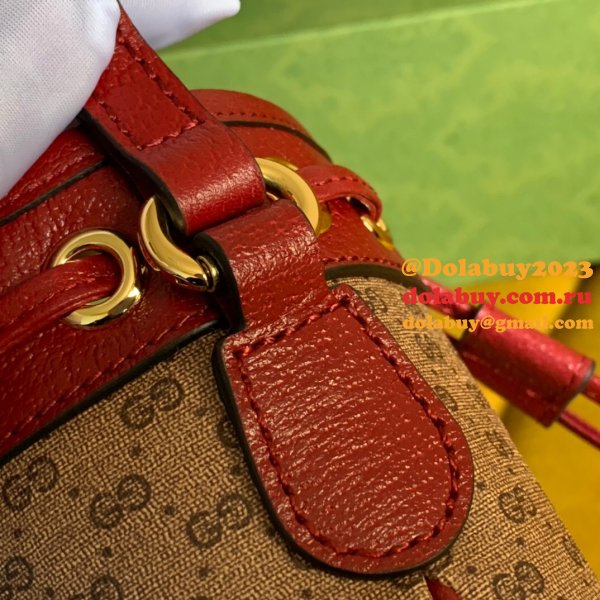 High Quality 647801 Doraemon x Gucci mini bucket red leather bag Luxury