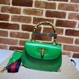 Fashion Gucci Copy 675797 Small top handle pink/green bag with Bamboo