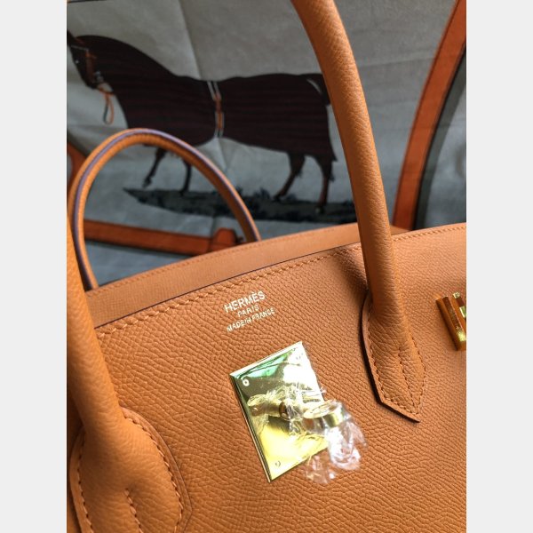 Hermes Birkin Epsom leather Handbags Orange Golden 7 Star