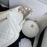 Copy CC High Quality Calfskin Waist AS1077 White Bag