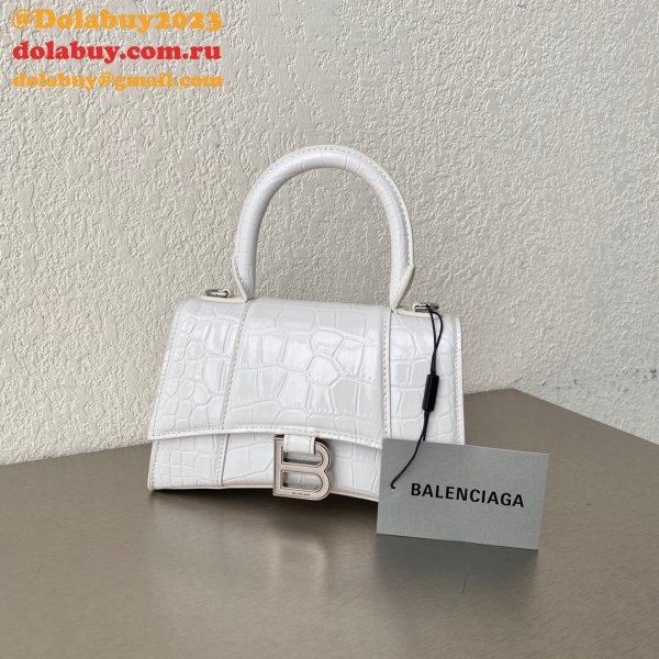 Duplicate Balenciaga Online Store Crocodile Pattern Hourglass 19/23cm Bag