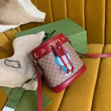 High Quality 647801 Doraemon x Gucci mini bucket red leather bag Luxury