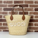 Fashion Medium Straw Tote With Gucci Patch 779530 Inspired Bag