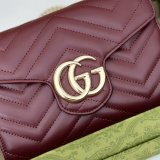 Gucci Cheap GG Marmont Chain Wallets 474575 Red Bag