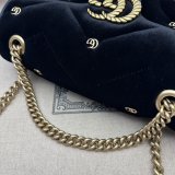 Black Velvet 443497 Gucci GG Marmont Matelassé Shilder 1:1 Mirror Bag