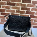 Designer Gucci 7 Star 696009 GG embossed Black messenger bag