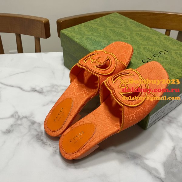 1:1 Mirror GUCCI INTERLOCKING G CUT-OUT SANDAL FLAT