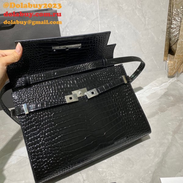 Duplicate Saint Laurent Nano Manhattan Calfskin Silver Bag