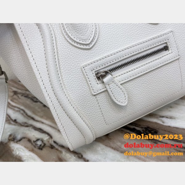 Buy Online Celine White Nano Luggage Bag-168243 Duplicate