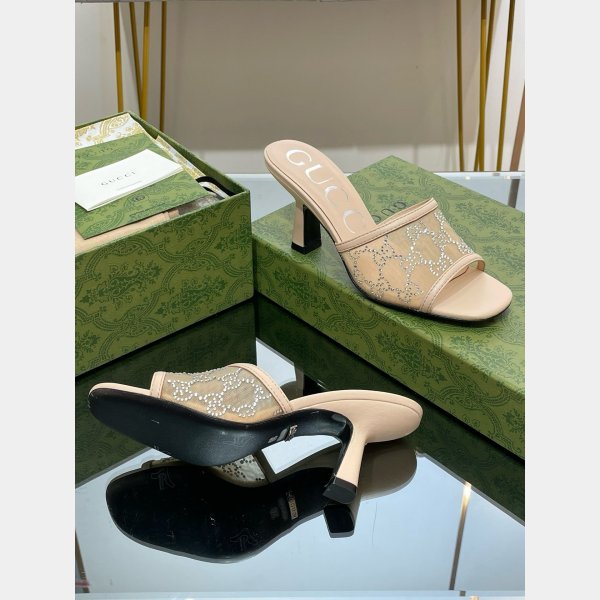 Mid-Heel Slide Sandal Gucci Monogrammed 7 Star Shoes