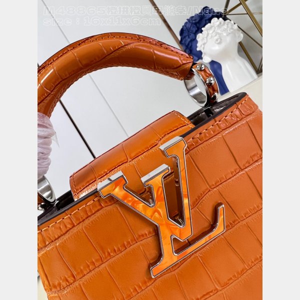 The Knockoff Quality Capucines Louis Vuitton M48865 Orange Chain Fake Bag