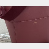 Women's Sangle bucket Designer Celine bag Wine red grained calfskin