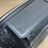 Gucci Cheap 645093 GG Embossed Belt Black/White Designer Bag