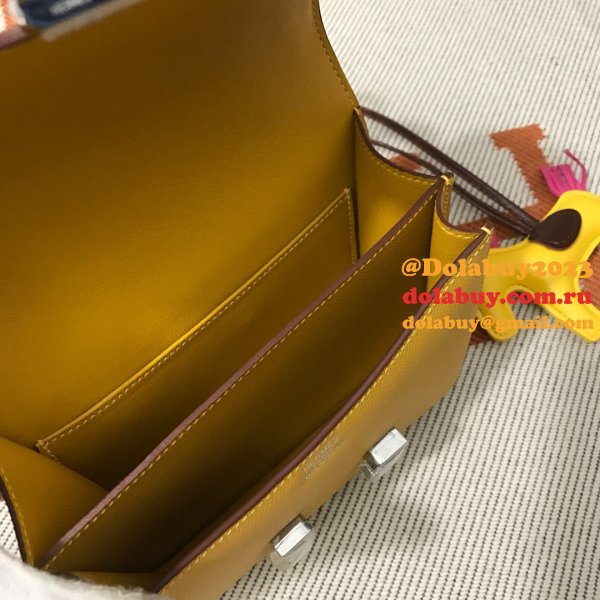 Hermes Constance Bag 18cm Epsom Leather Yellow High Quality bag