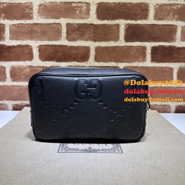 Gucci 766957 Knockoff Accessories Jumbo GG Toiletry Case Black Bag