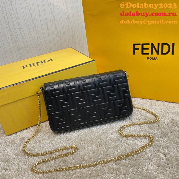 Fendi Fake Fashion 212200 Maca embossing Black Bags