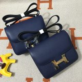 Hermes Constance Bag 18cm Epsom Leather dark blue Wholesale