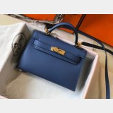 Hermes Blue Mini Kelly Cheap Handbag Epsom leather