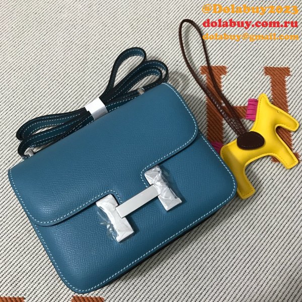 Hermes Constance Bag 18cm Epsom Leather Blue UK