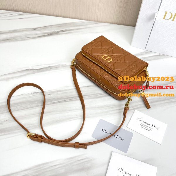 High Quality Dior Caro Bag Brown Supple Cannage Calfskin Fashion