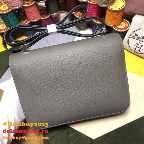 Hermes Constance Bag 23cm Epsom Leather Dark Grey 7 Star