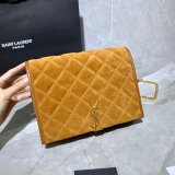 Saint Laurent Becky Small Brown Monogram 7 Star Quilted Shoulder