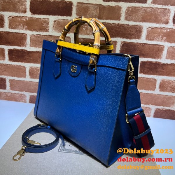 Wholesale Gucci Diana tote bag 678842 blue/black leather from china